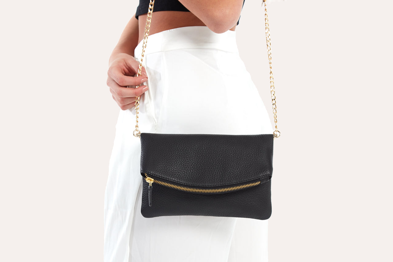 Kiko Genuine Pebble Leather Flap Clutch Bag - A Blend of Sophistication and Versatility