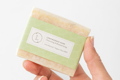 Lizush Lemongrass Natural Soap Bar, Handmade Body Soap Gift