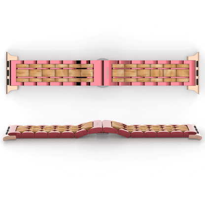 TruWood The Classic Apple Watch Band - Pink / Olive