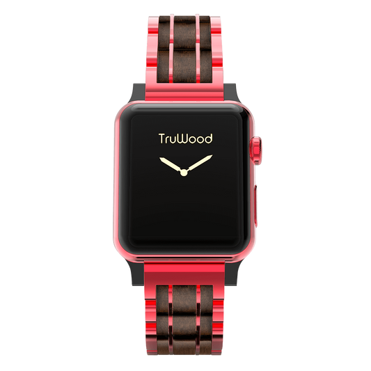 TruWood The Classic Apple Watch Band - Red / Black Sandalwood