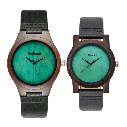 Paquete de regalo con reloj para él y ella The Leaf Green: defínete con un estilo atemporal