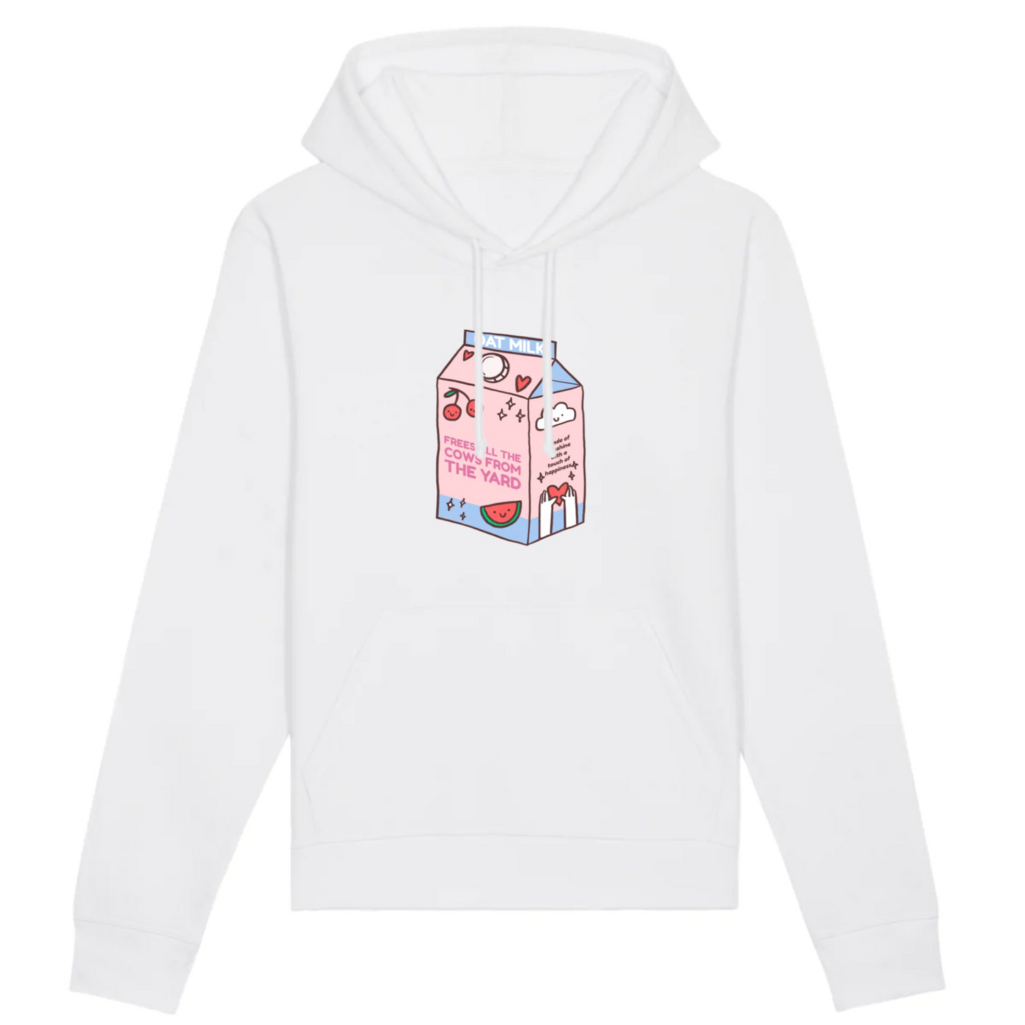 Mi leche de avena libera a todas las vacas del patio - Sudadera con capucha orgánica unisex - Made in France 