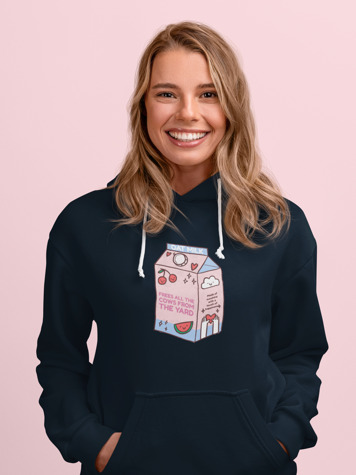 Mi leche de avena libera a todas las vacas del patio - Sudadera con capucha orgánica unisex - Made in France 