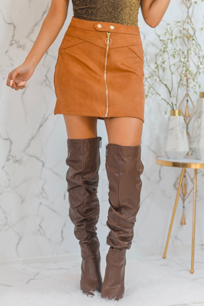 SurelyMine Don’t Be Suede Faux Suede Mini Skirt