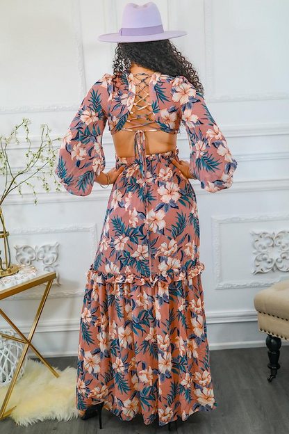 Garden Love Floral Cutout Long Maxi Dress