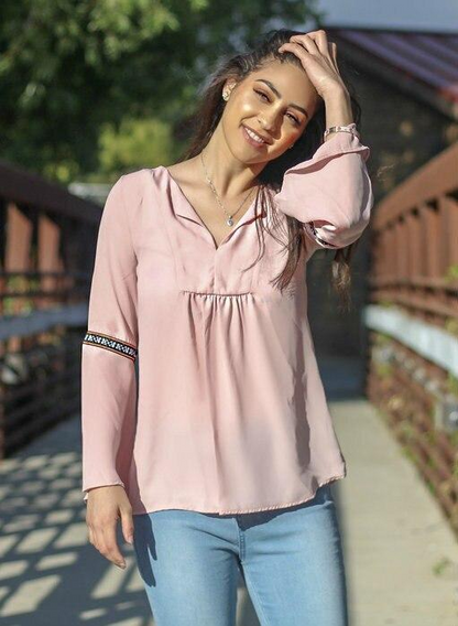 Whistling Dixie Dusty Pink Bell Sleeves Top