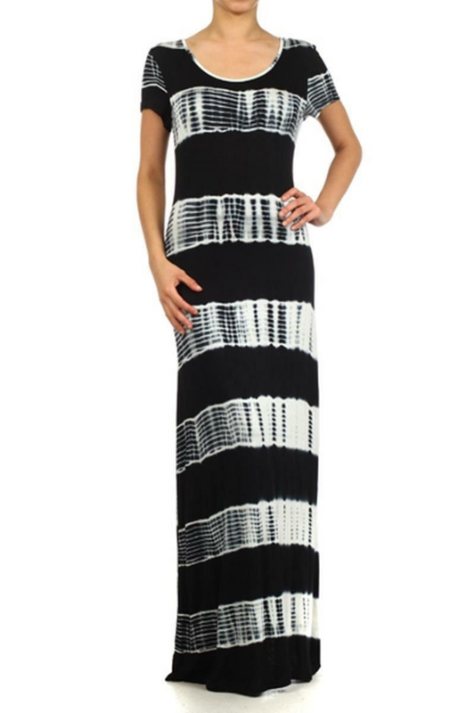 Tie Dye Tee Maxi Dress Black