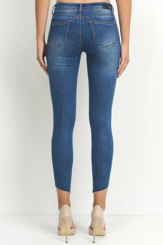 SurelyMine All Cut Out Denim Jeans with diagonal clean cut legs