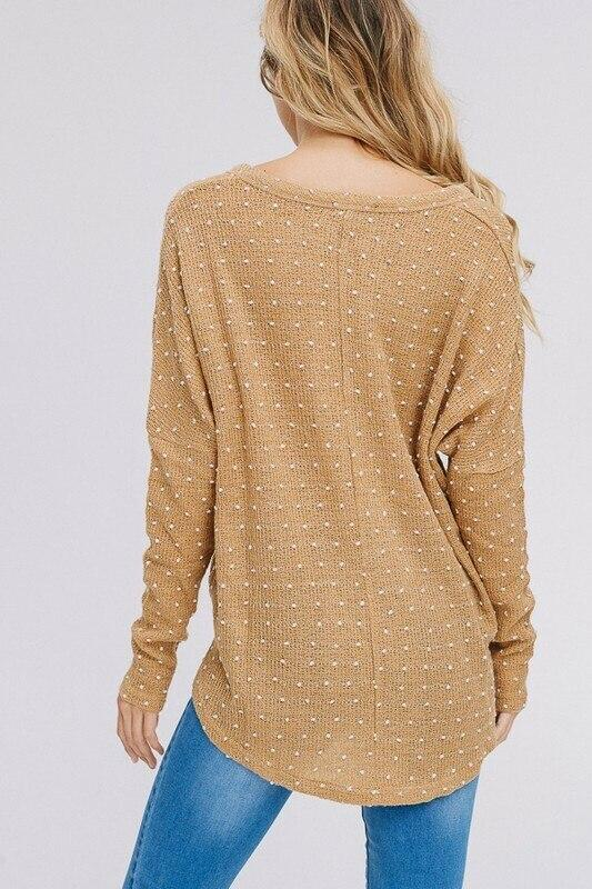 SurelyMine Dotted Button Up Front Tie Patterned Top