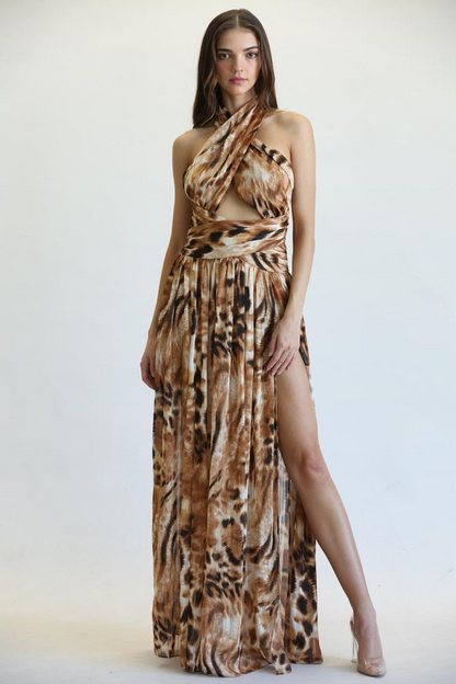 Torie - Luxe Gold Lurex Chiffon Dress