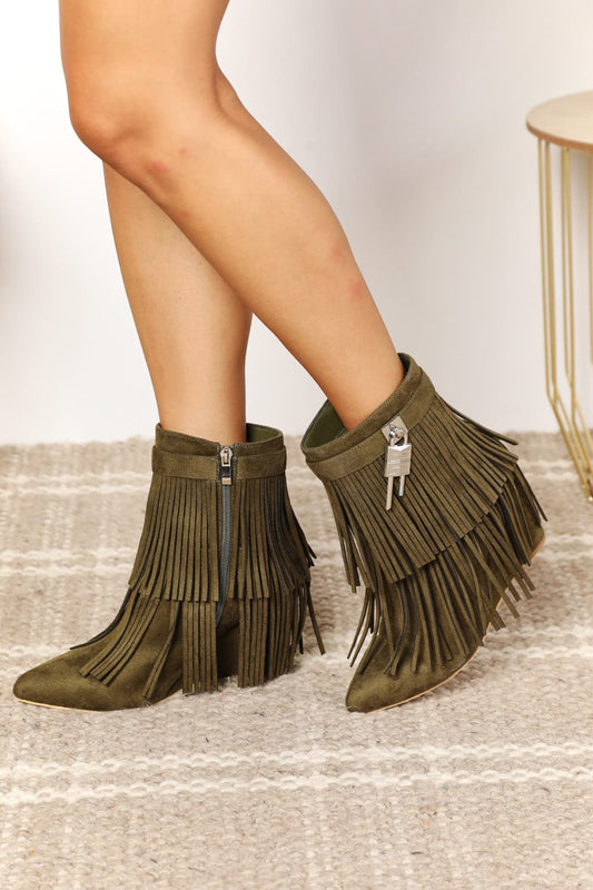 Legend Edgy Vegan Suede Ankle Booties with Open Shank