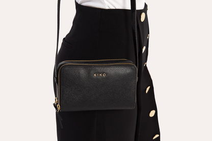 Kiko Genuine Saffiano Leather Zip Around Crossbody Bag - A Symphony of Elegance and Organization