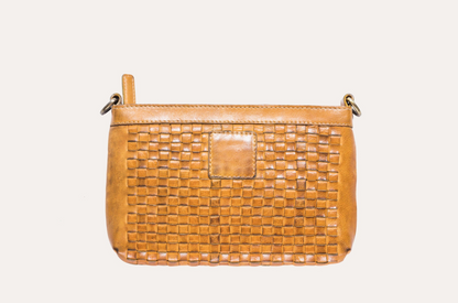 Kiko Genuine Washed Leather Weaved Crossbody - A Tapestry of Elegance and Versatility