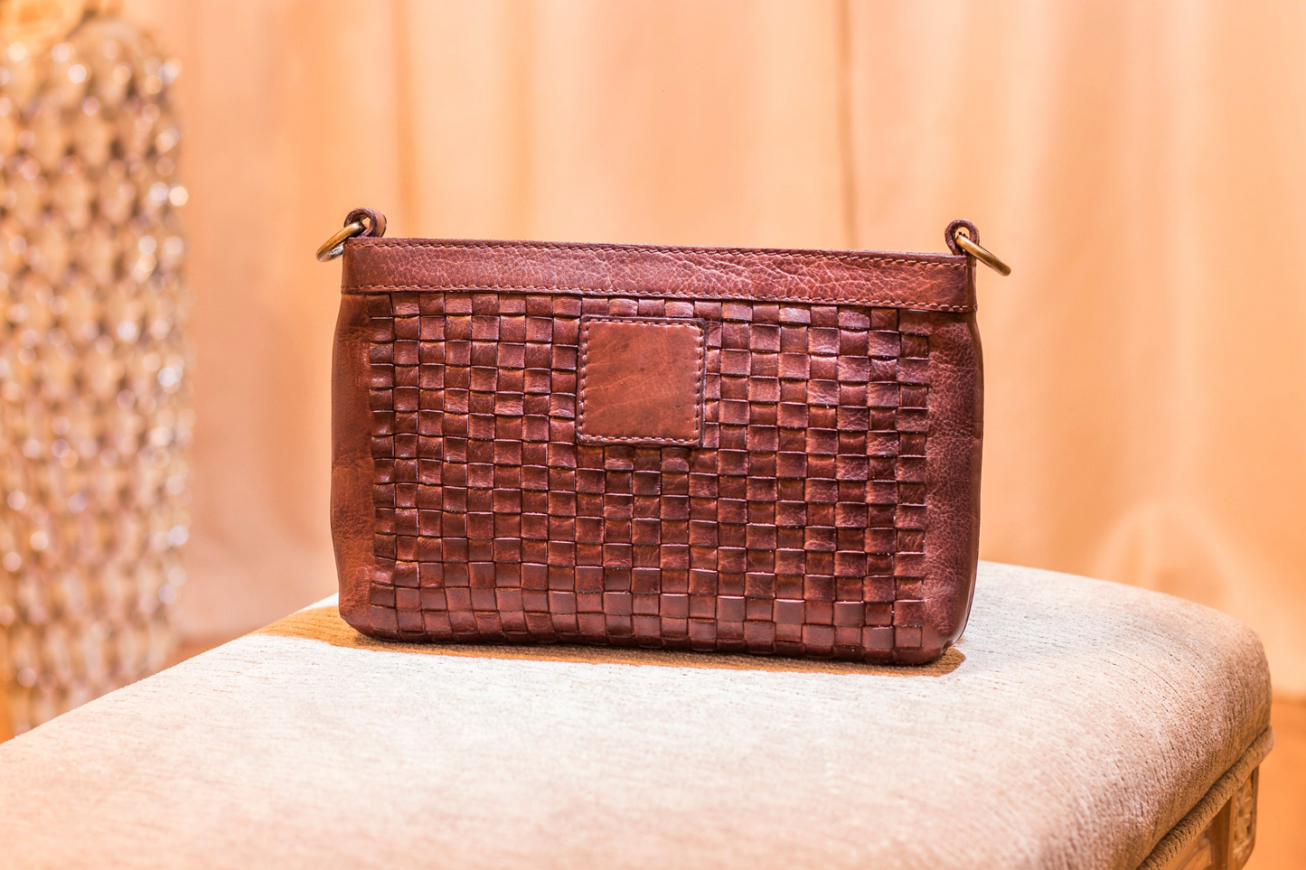 Kiko Genuine Washed Leather Weaved Crossbody - A Tapestry of Elegance and Versatility