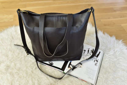 Top grain cowhide pebble leather Journalist Tote - A Symphony of Style and Functionality