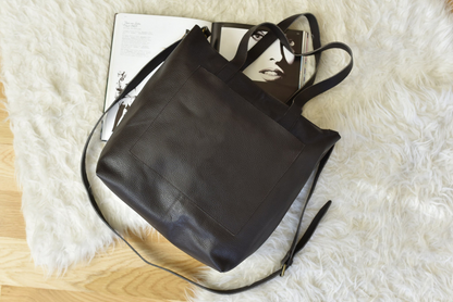 Top grain cowhide pebble leather Journalist Tote - A Symphony of Style and Functionality