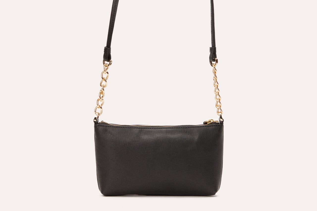 Kiko Genuine Saffiano Leather Two Chain Crossbody Bag - Where Style Meets Versatility