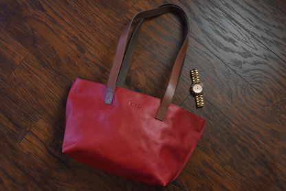 Kiko Genuine Leather Perfect Tote Red - Where Style Meets Simplicity