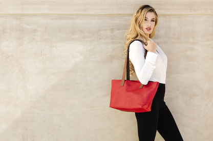 Kiko Genuine Leather Perfect Tote Red - Where Style Meets Simplicity