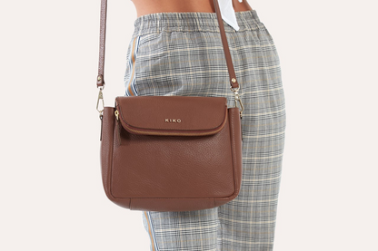 Kiko Genuine Pebble Leather Fold Over Crossbody Bag - Where Style Meets Functionality