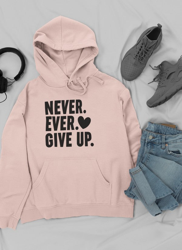 Never Ever Give Up 连帽衫 - 精心制作的厚重高品质羊毛