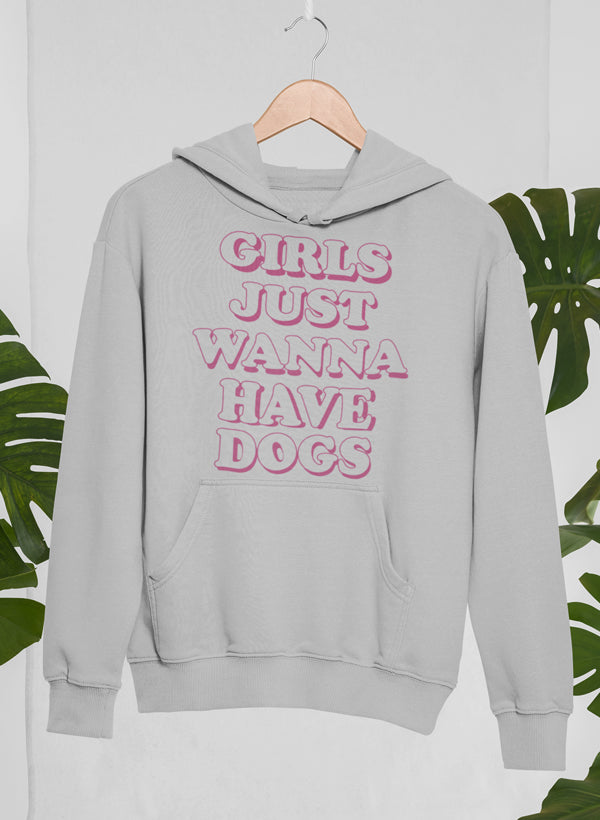 Sudadera con capucha para niñas Just Wanna Have Dogs, forro polar de alta calidad, peso pesado, meticulosamente elaborado