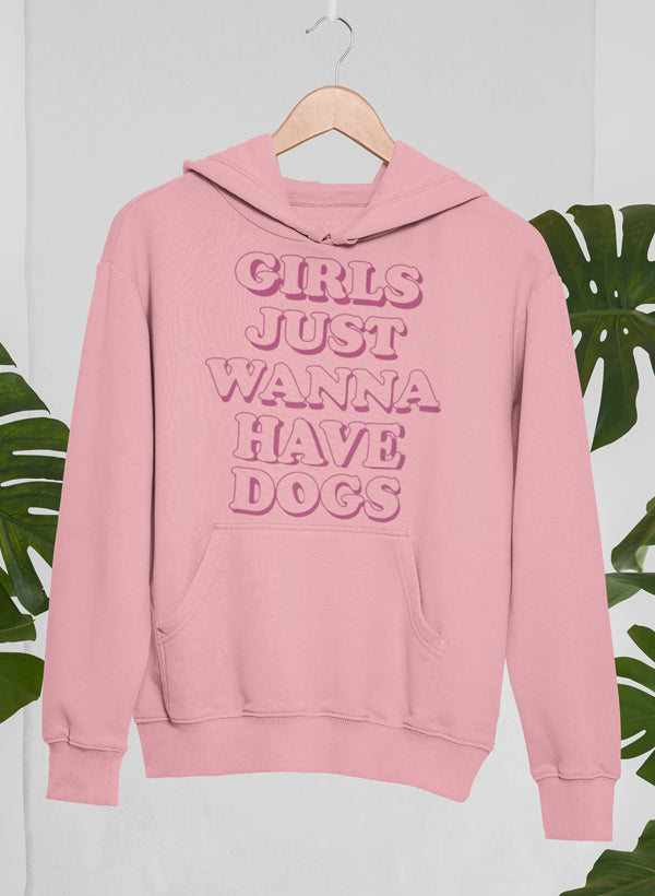 Sudadera con capucha para niñas Just Wanna Have Dogs, forro polar de alta calidad, peso pesado, meticulosamente elaborado