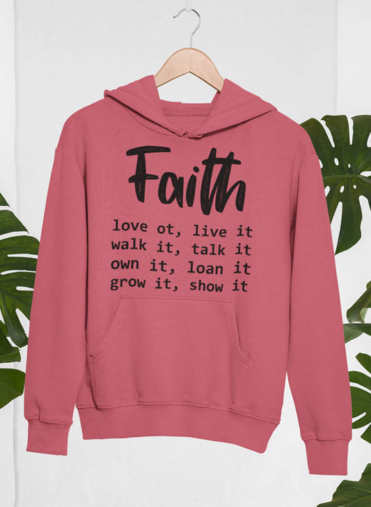 Faith Love It Live It Hoodie - Meticulously Crafted Heavy Weight High-Quality Fleece