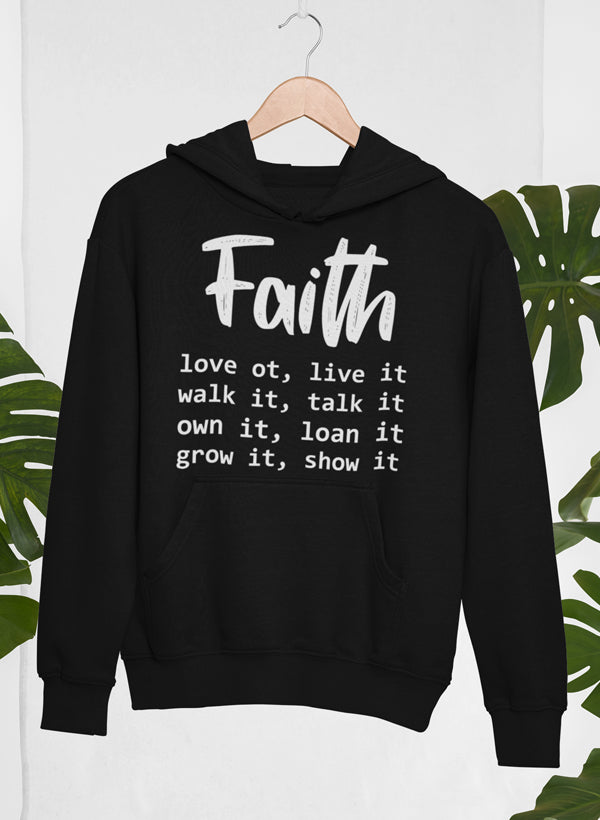 Faith Love It Live It - Sudadera con capucha, forro polar de alta calidad, peso pesado, meticulosamente elaborado