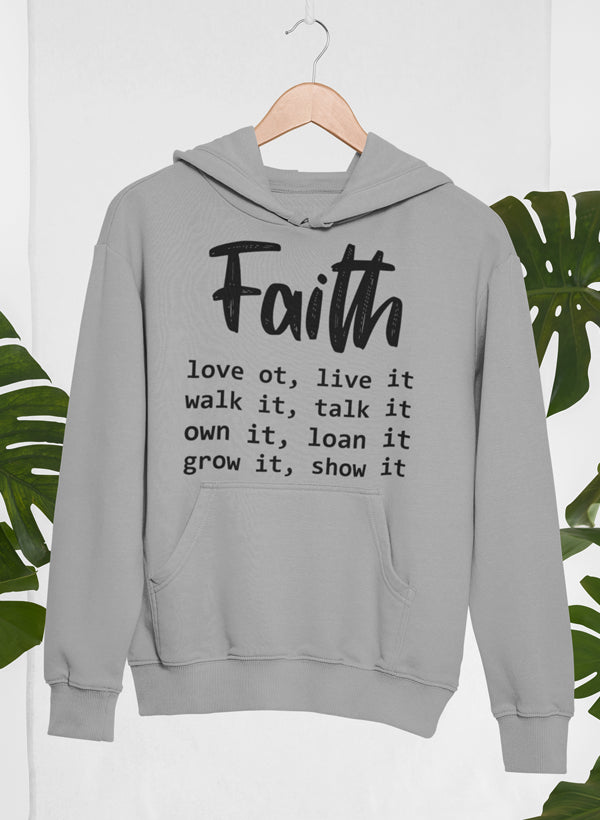 Faith Love It Live It - Sudadera con capucha, forro polar de alta calidad, peso pesado, meticulosamente elaborado