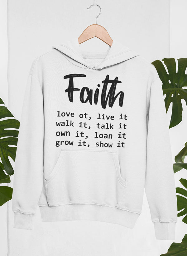 Faith Love It Live It - Sudadera con capucha, forro polar de alta calidad, peso pesado, meticulosamente elaborado