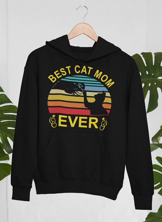 Sudadera con capucha Best Cat Mom Ever: forro polar de alta calidad, peso pesado, meticulosamente elaborado