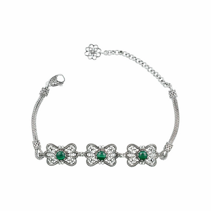 FiligranIst - Filigree Art Malachite Gemstone Women Butterfly Silver Link Bracelet