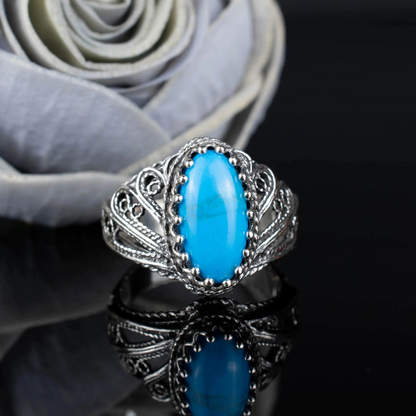 FiligranIst - Turquoise Angel Wings Cocktail Ring