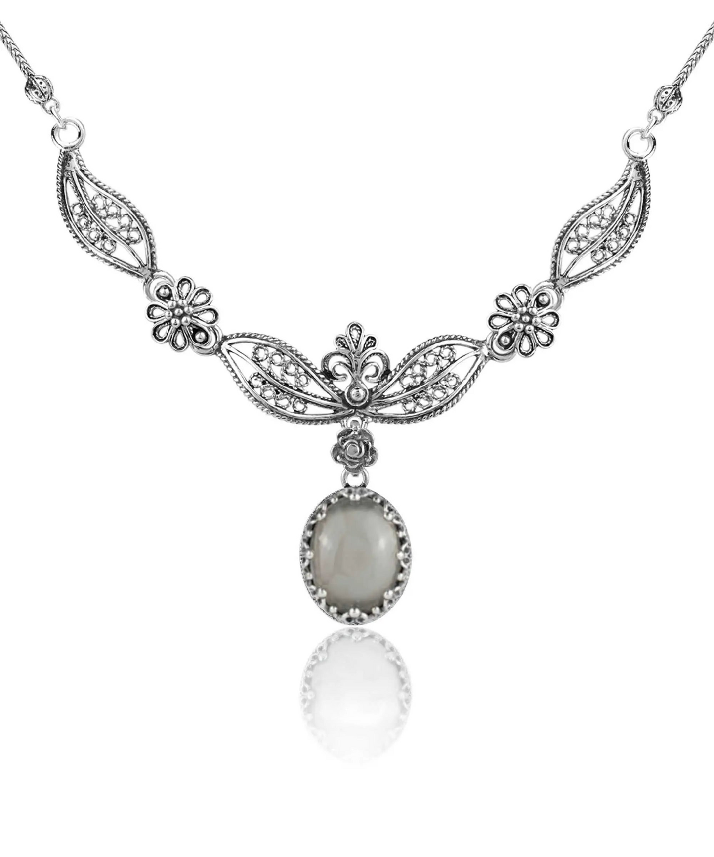 FiligranIst - Filigree Art Gray Moonstone Silver Princess Necklace