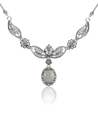 FiligranIst - Filigree Art Gray Moonstone Silver Princess Necklace