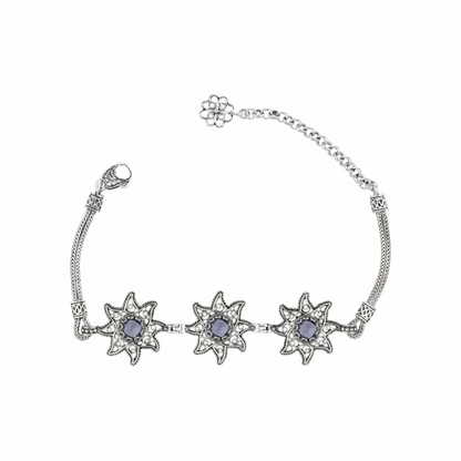 FiligranIst - Filigree Art Amethyst Gemstone Star Figured Women Silver Link Bracelet