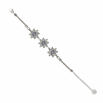 FiligranIst - Filigree Art Amethyst Gemstone Star Figured Women Silver Link Bracelet