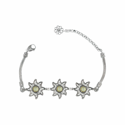 FiligranIst - Filigree Art Citrine Gemstone Star Figured Women Silver Link Bracelet