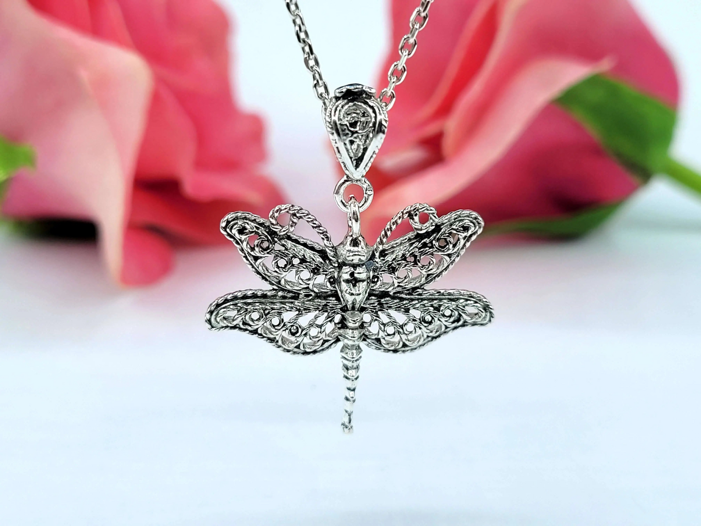 FiligranIst - Filigree Dragonfly Pendant Necklace