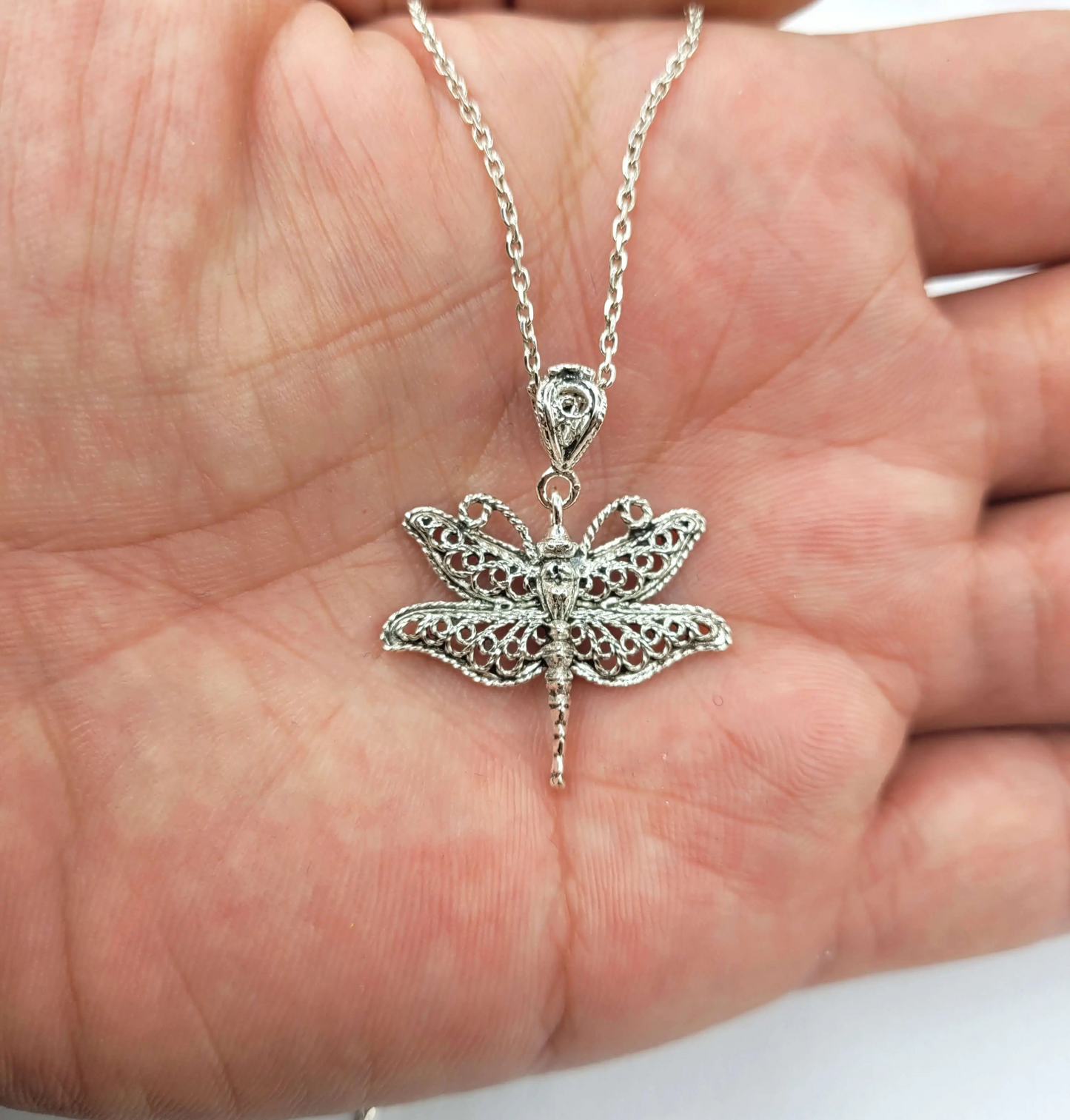 FiligranIst - Filigree Dragonfly Pendant Necklace