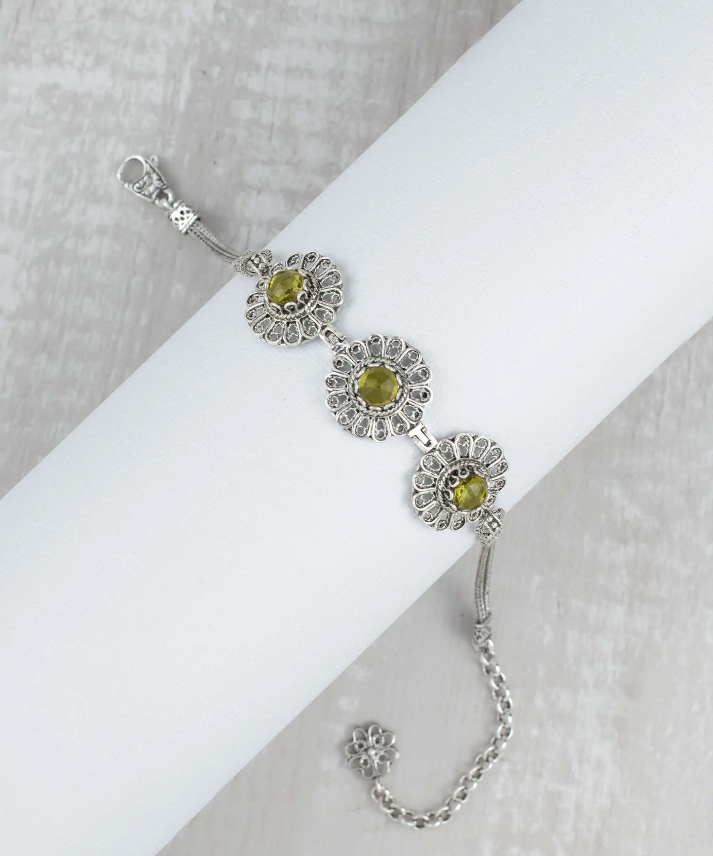 FiligranIst - Filigree Art Citrine Gemstone Women Silver Link Bracelet