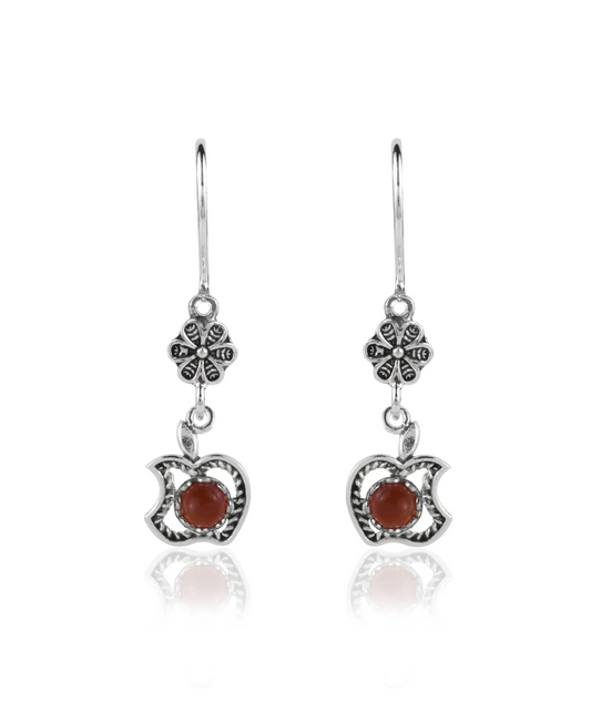 FiligranIst - Filigree Apple Design Gemstone Women Silver Dangle Earrings