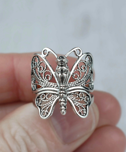 FiligranIst - Filigree Butterfly Silver Statement Ring