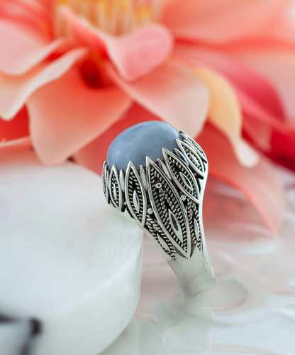 FiligranIst - Blue Lace Agate Gemstone Silver Statement Ring