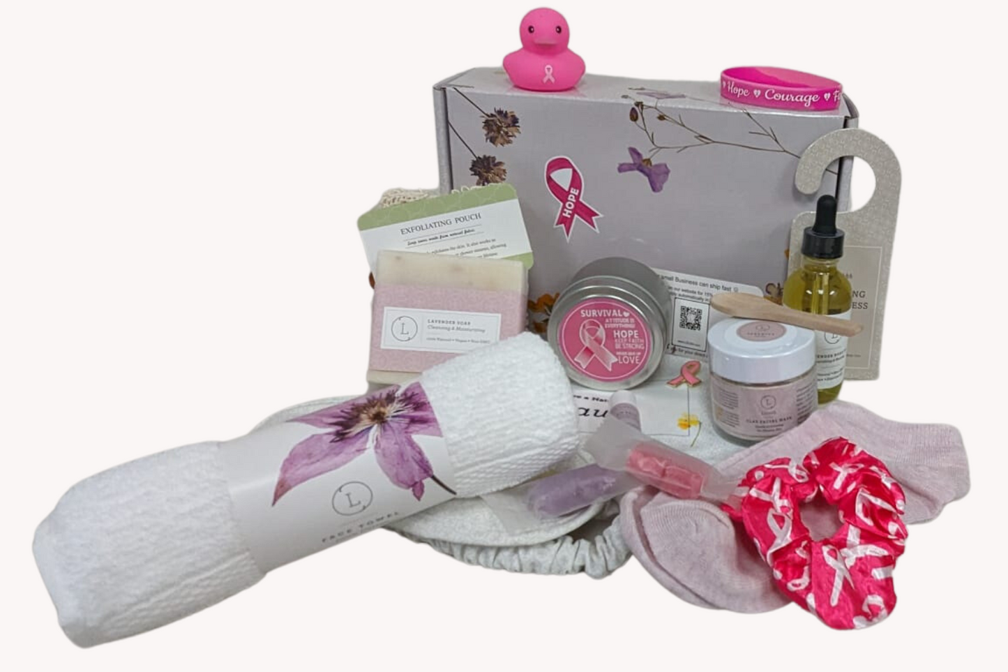 Breast cancer Awareness Gift Box - Natural Lavender Bath & Body Relaxing Package