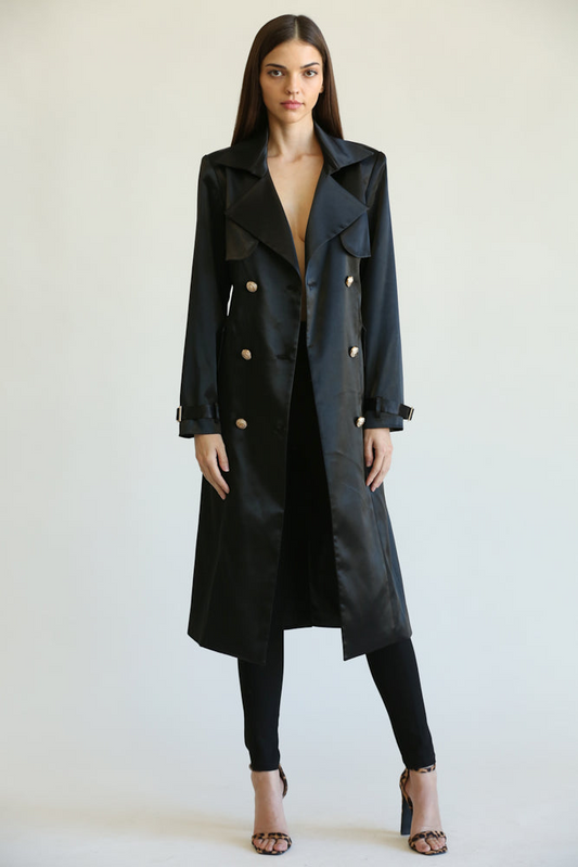 Carla - Premium Satin Fabric Trench