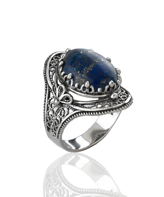 FiligranIst - Lapis Lazuli Filigree Art Silver Statement Ring