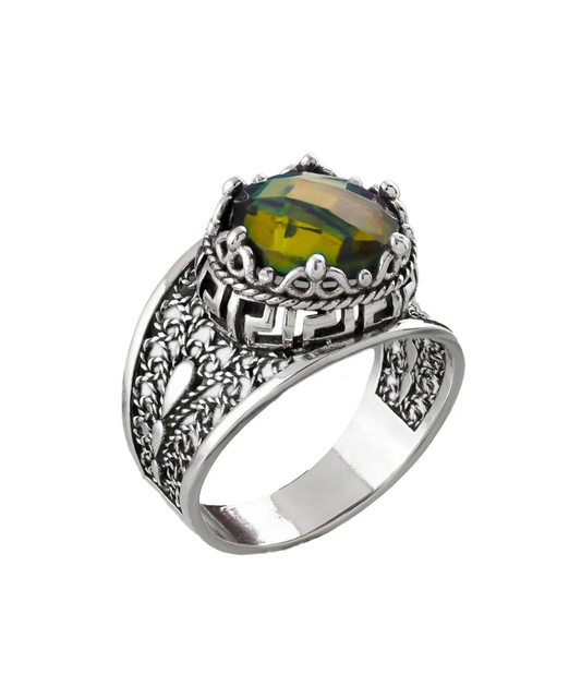 FiligranIst -  Alexandrite Gemstone Meander Pattern Silver Cocktail Ring