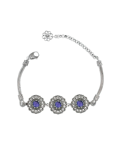 FiligranIst - Filigree Art Amethyst Gemstone Women Silver Link Bracelet